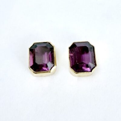 Zarcillos cristales violeta octogonal
